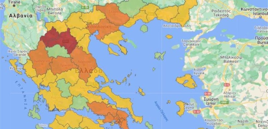 Νέος υγειονομικός χάρτης από σήμερα: Ποιες περιοχές αλλάζουν χρώμα και επίπεδο συναγερμού 